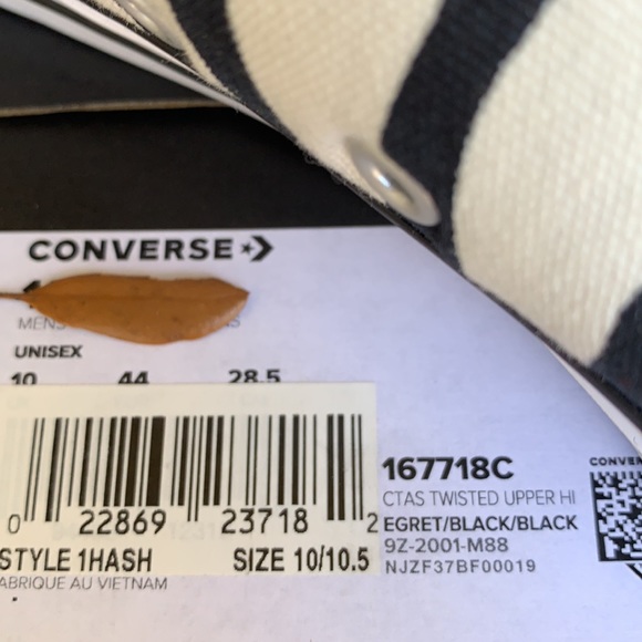 CONVERSE CTAS TWISTED UPPER HI EGRET/BLACK/BLACK M - Picture 13 of 13